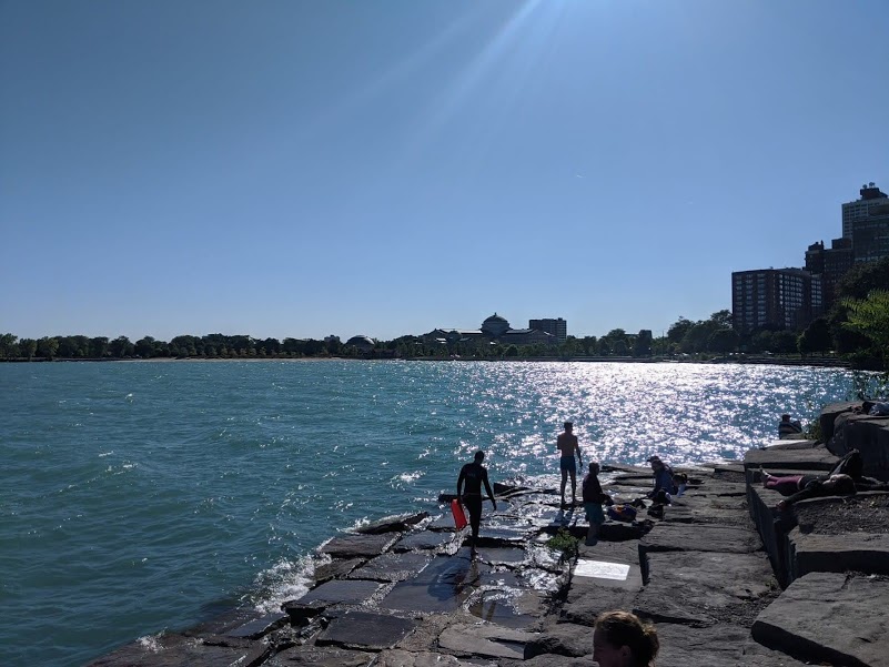 People at Promontory Point during Summer 2020.